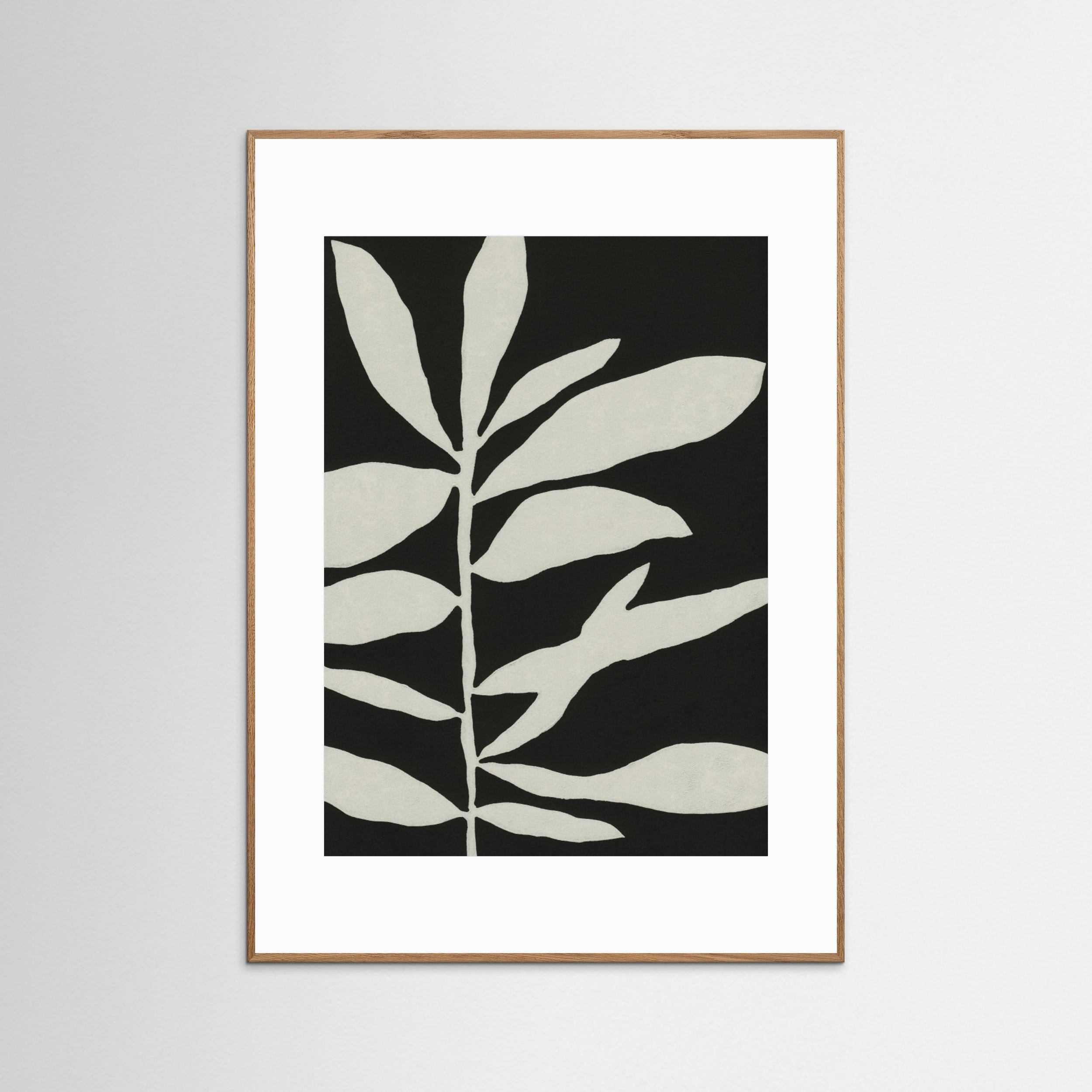 Linocut Branch 3 / White & Black by Alisa Galitsyna - Fine Art Paper Print - dreamtprint.art - 14 x 21 cm / 5 x 8″ (A5)